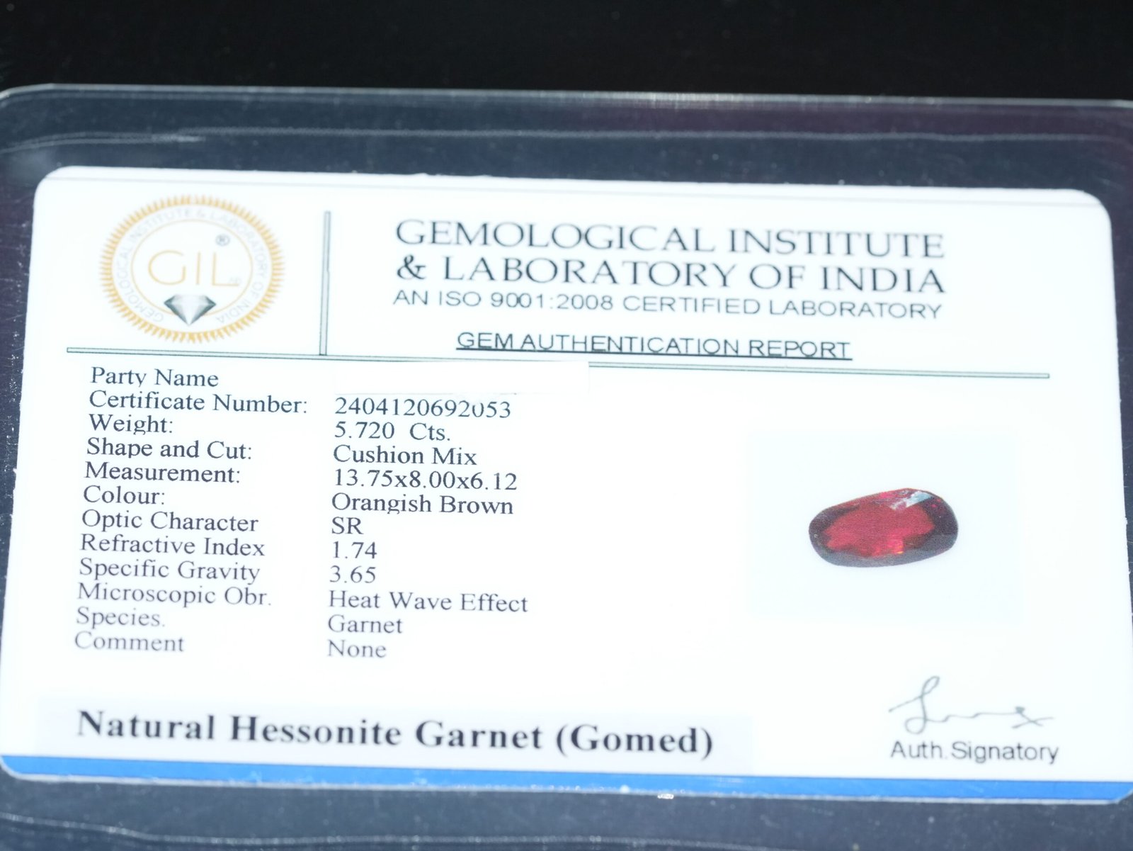 Natural Ceylon Gomed Ratna (Hessonite Garnet) 05.72 Carat - Image 4