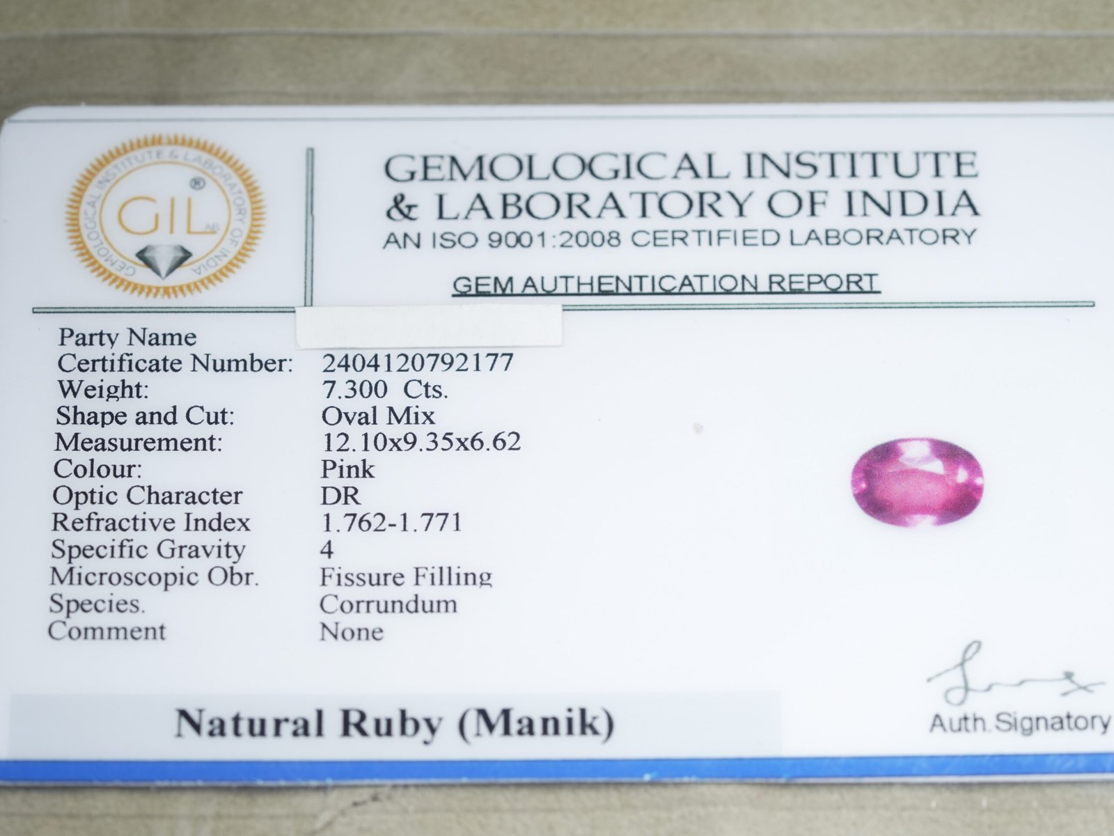 Natural African Manik (Ruby Gemstone) Weight: 8.03 Ratti / 07.30 Carat - Image 5