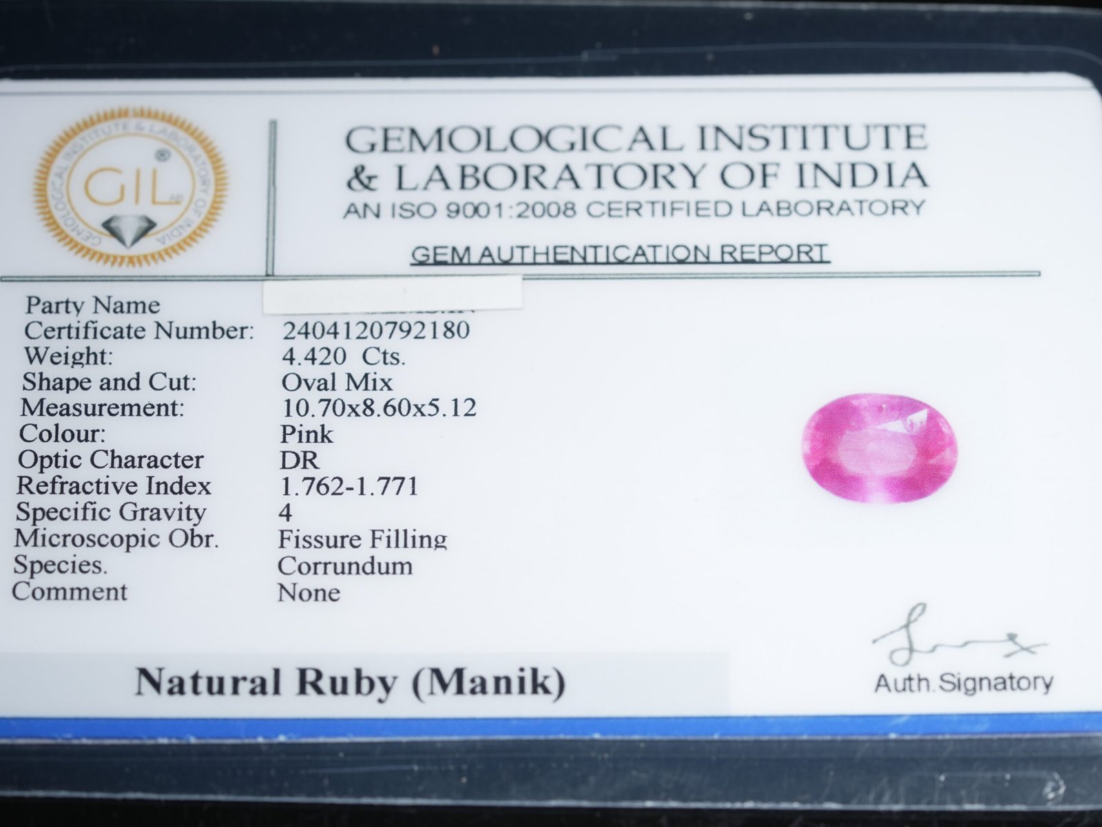 Natural African Manik (Ruby Gemstone) Weight: 04.86 Ratti / 4.42 Carat - Image 5