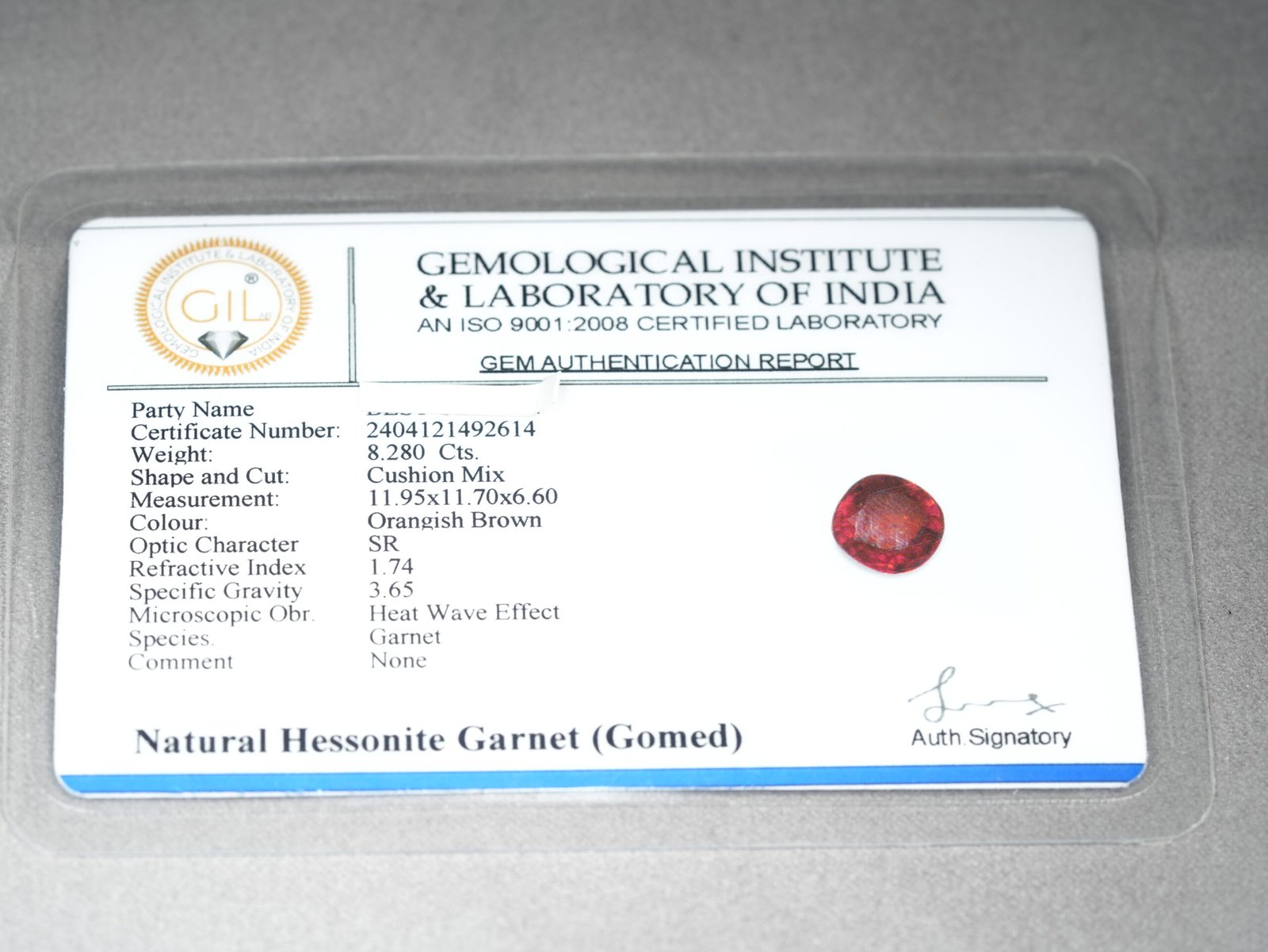 Natural African Gomed Ratna (Hessonite Garnet) Origin Africa, Weight 09.10 Ratti / 08.28 Carat, - Image 4