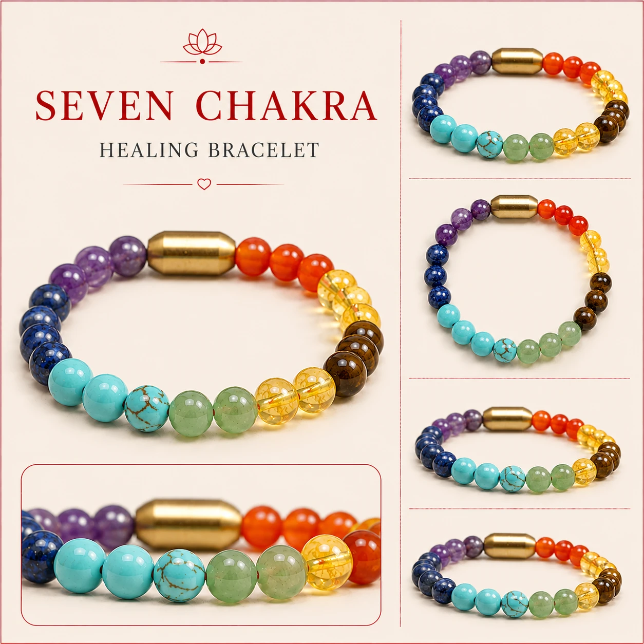 7 Chakra Crystal Beads Close-up - Gemsagar