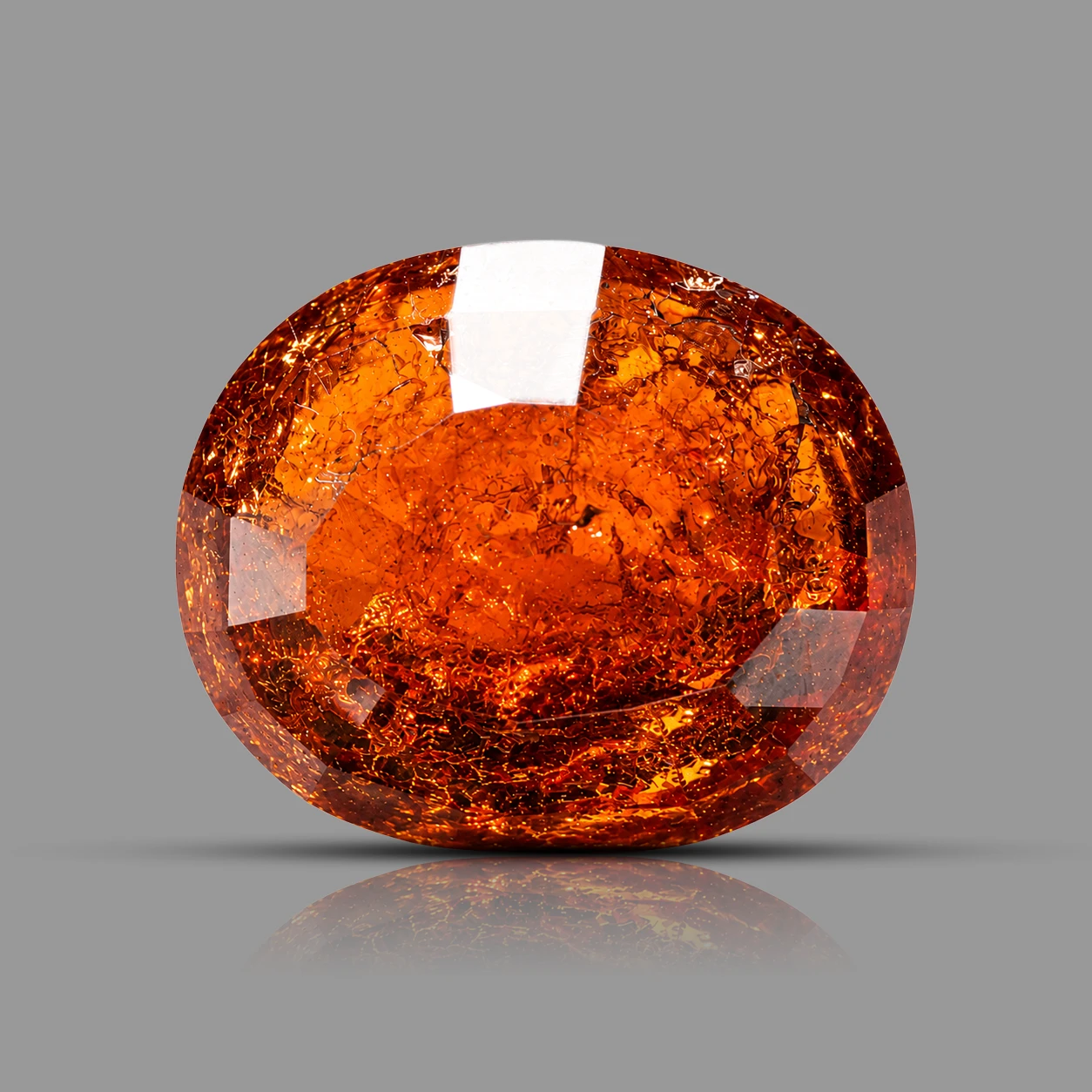 Natural Hessonite Garnet (Gomed) gemstone 9.58 ct backside