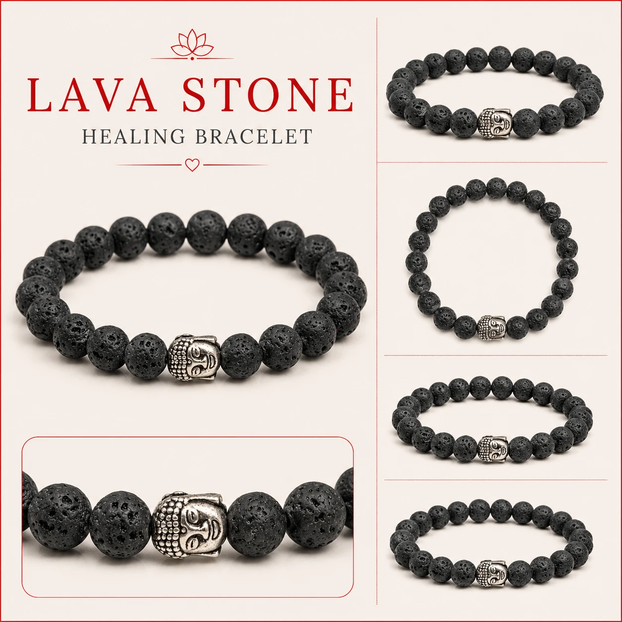 Lava Stone Buddha Bracelet