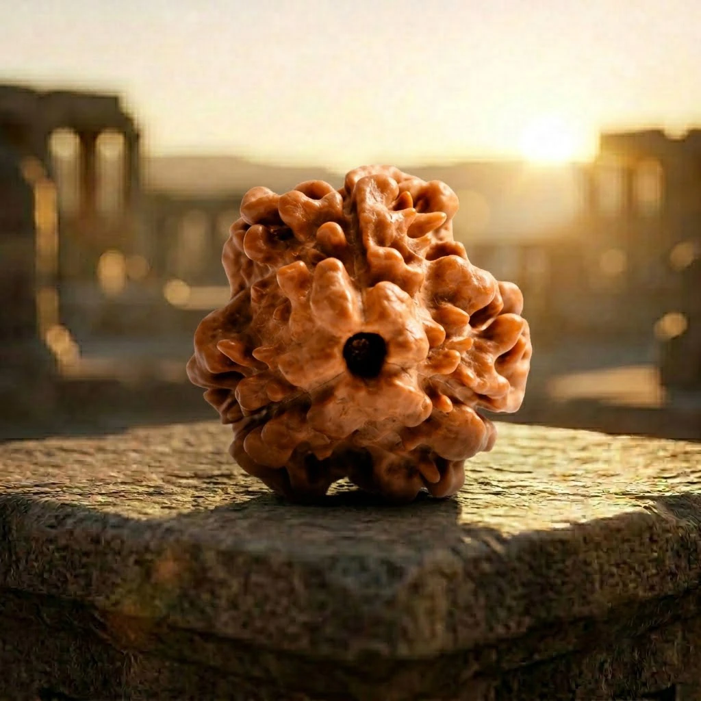 Natural Nepali 3 Mukhi rudraksha with background