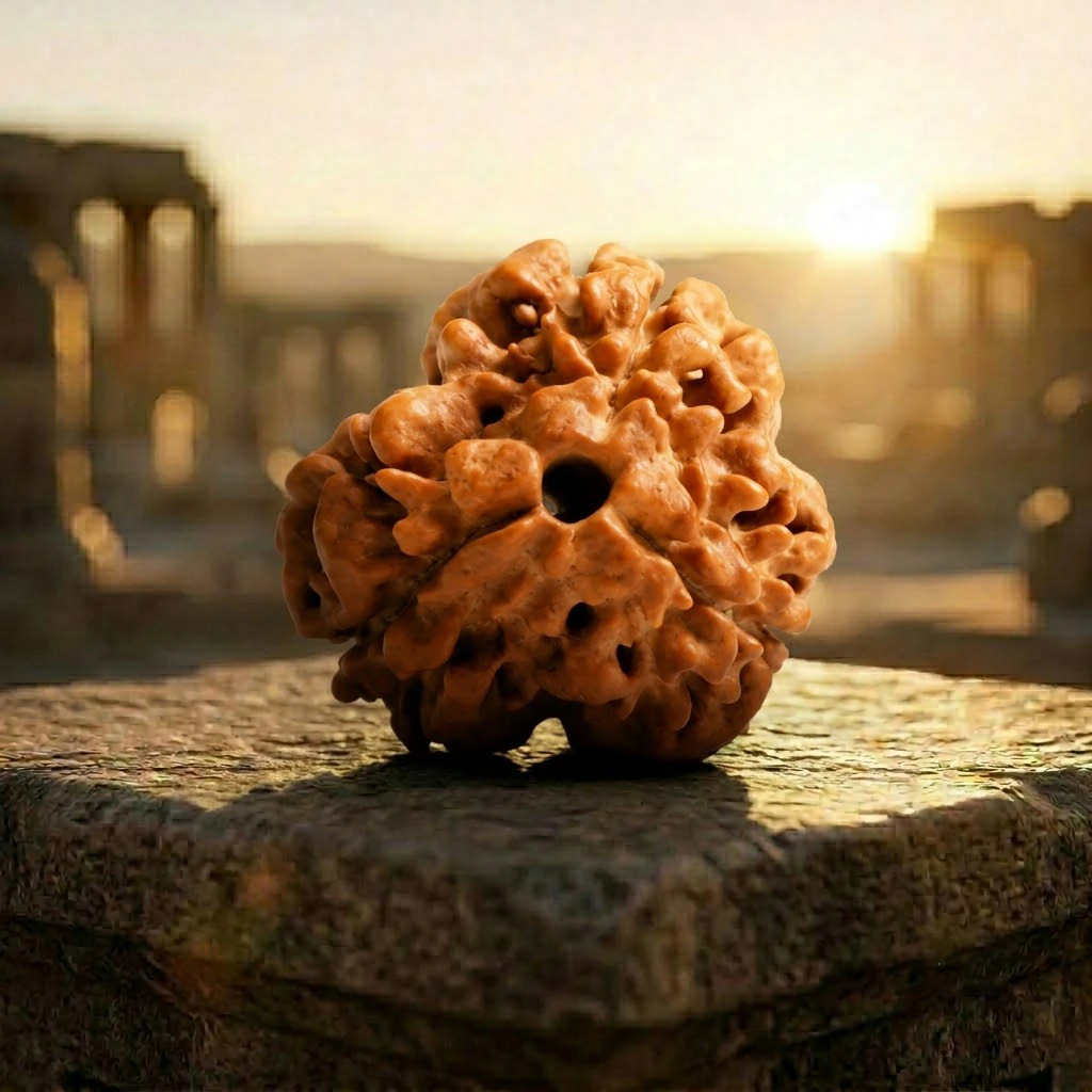 3 Mukhi Rudraksha with background