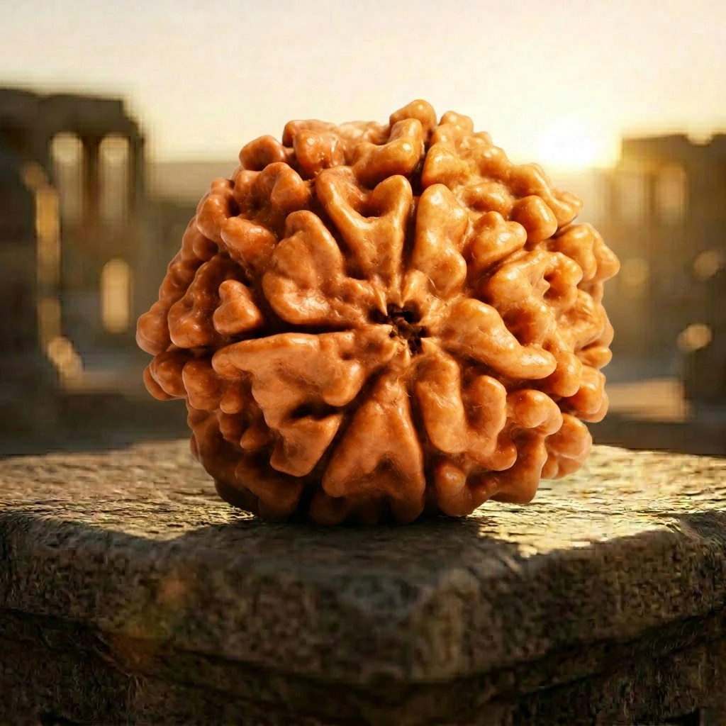 Certified 7 Mukhi Rudraksha with background