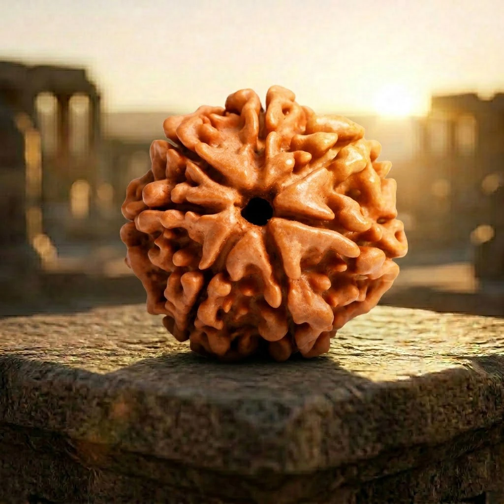 Authentic Nepali 7 Mukhi Rudraksha with background