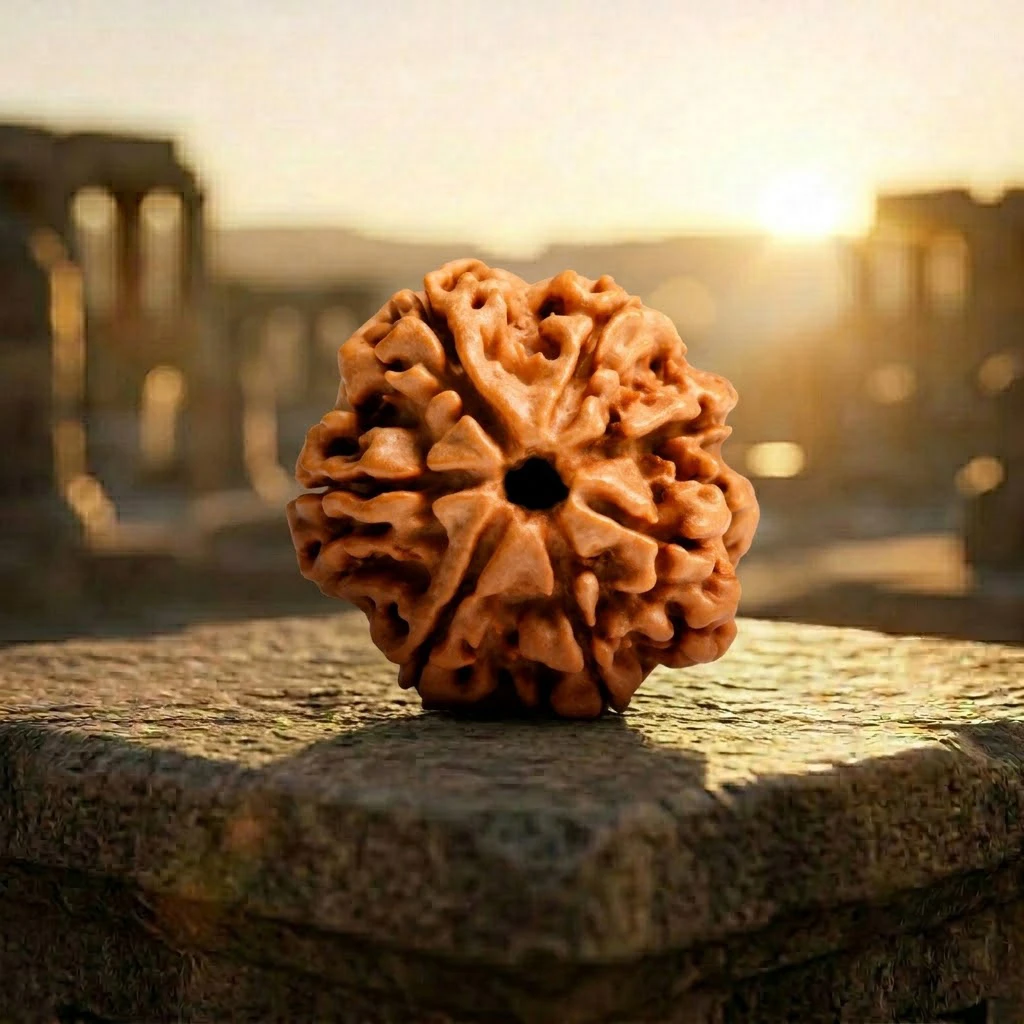 Original Nepali 7 Mukhi Rudraksha with background