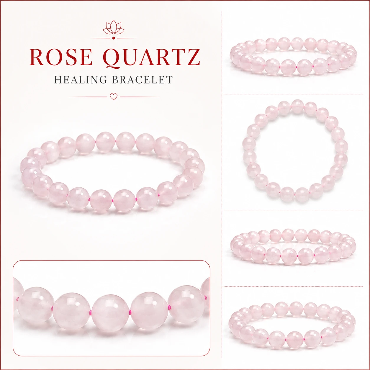 Natural Rose Quartz Bracelet info