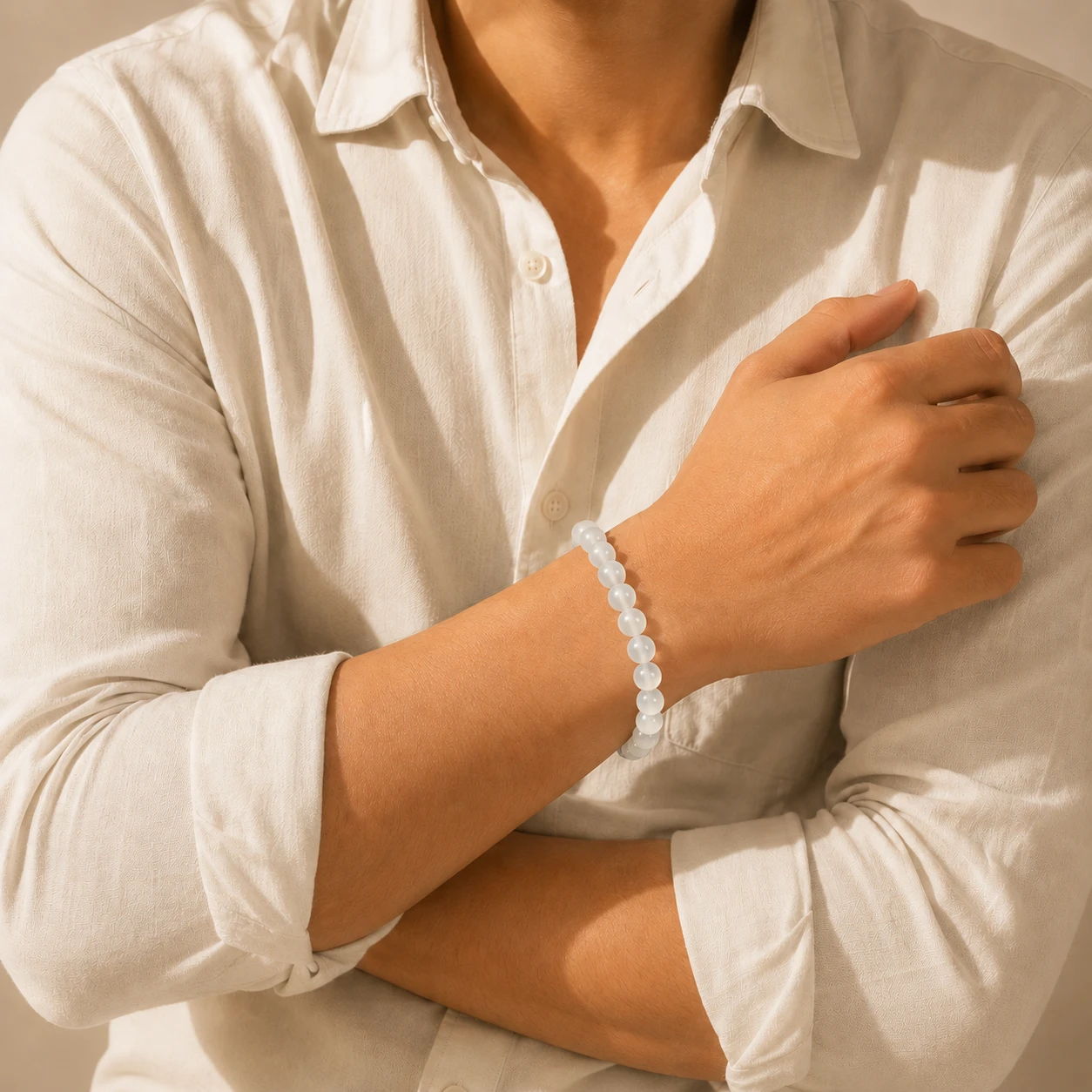 Selenite Bracelet with model