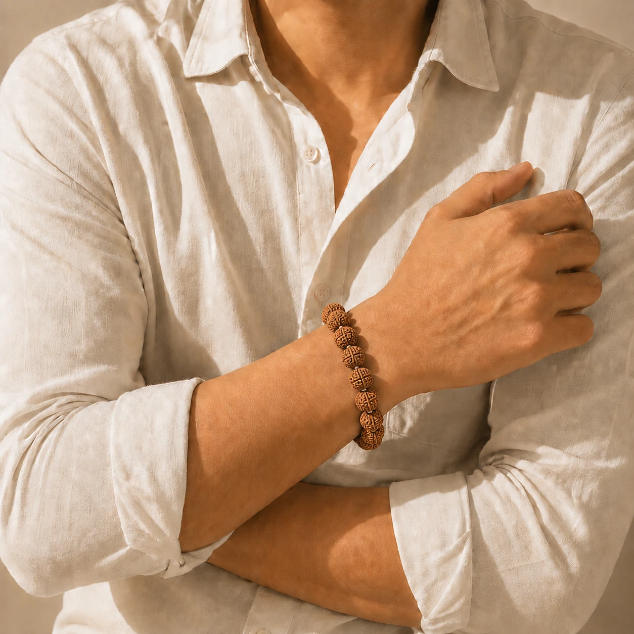 natural Rudraksha Bracelet with model