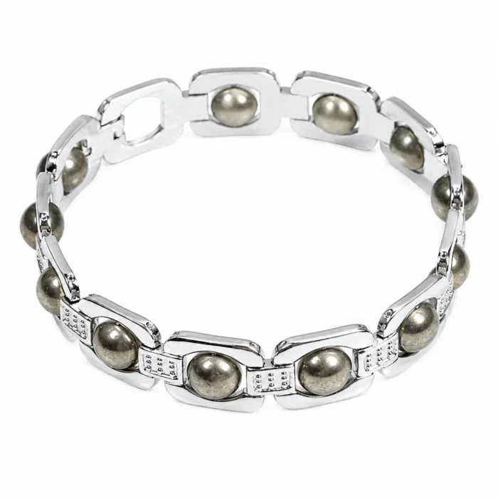Metal Raw Pyrite Bracelet – Silver
