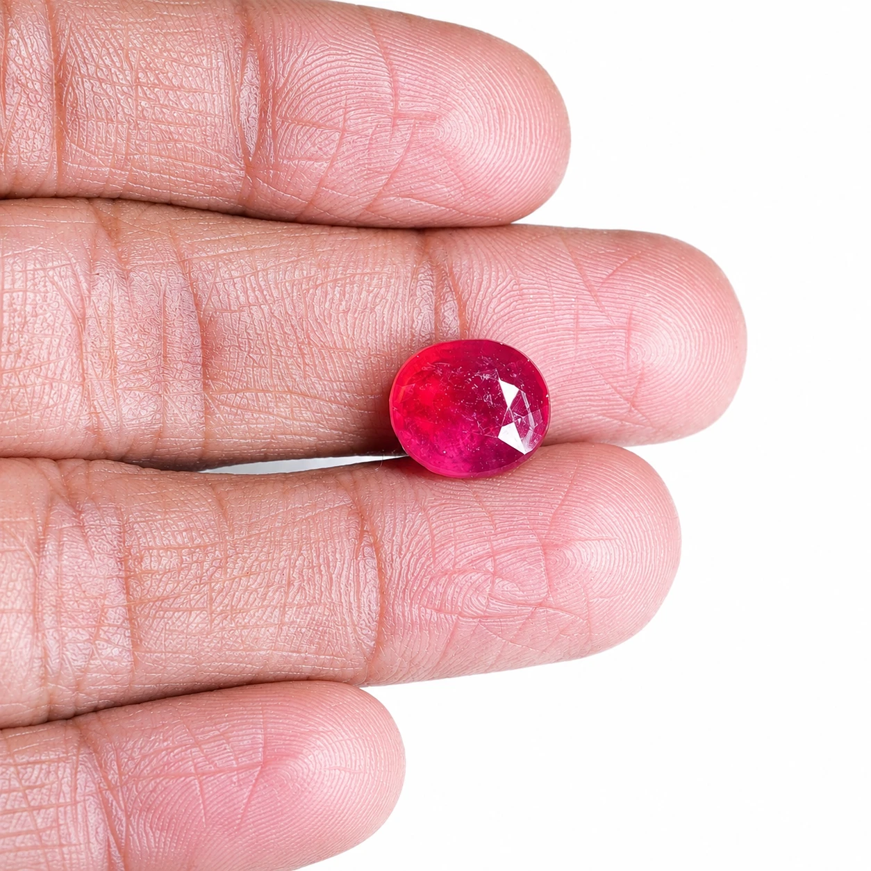 6.35 ct Natural Pink Ruby Gemstone with finger