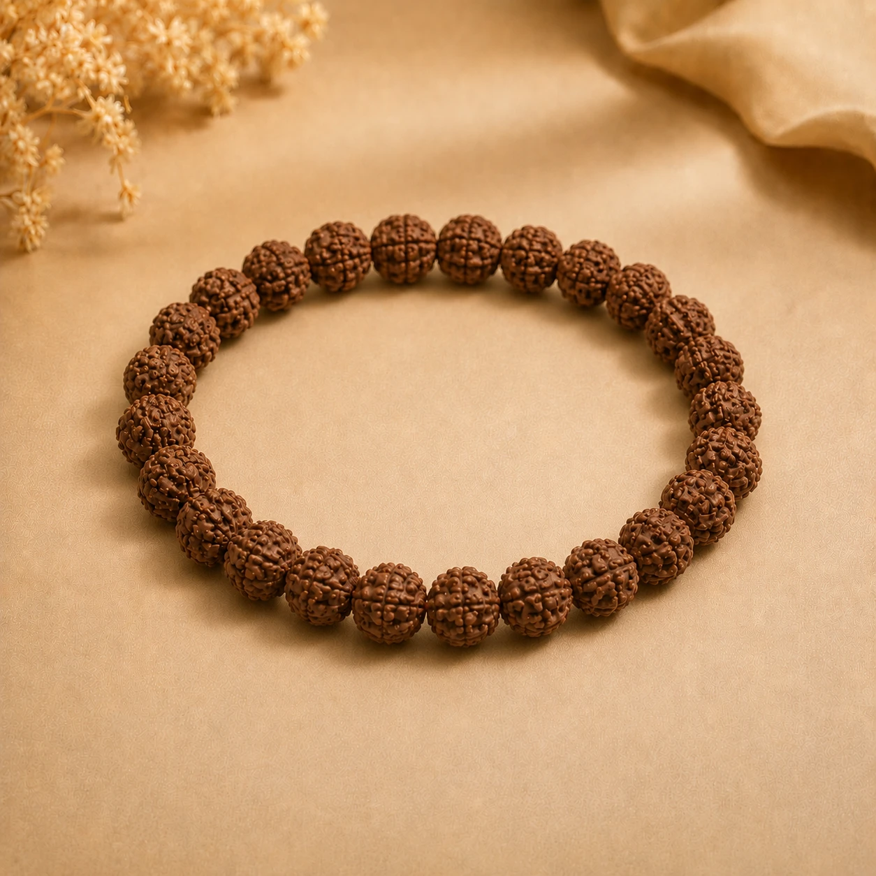 natural Rudraksha beads top with background
