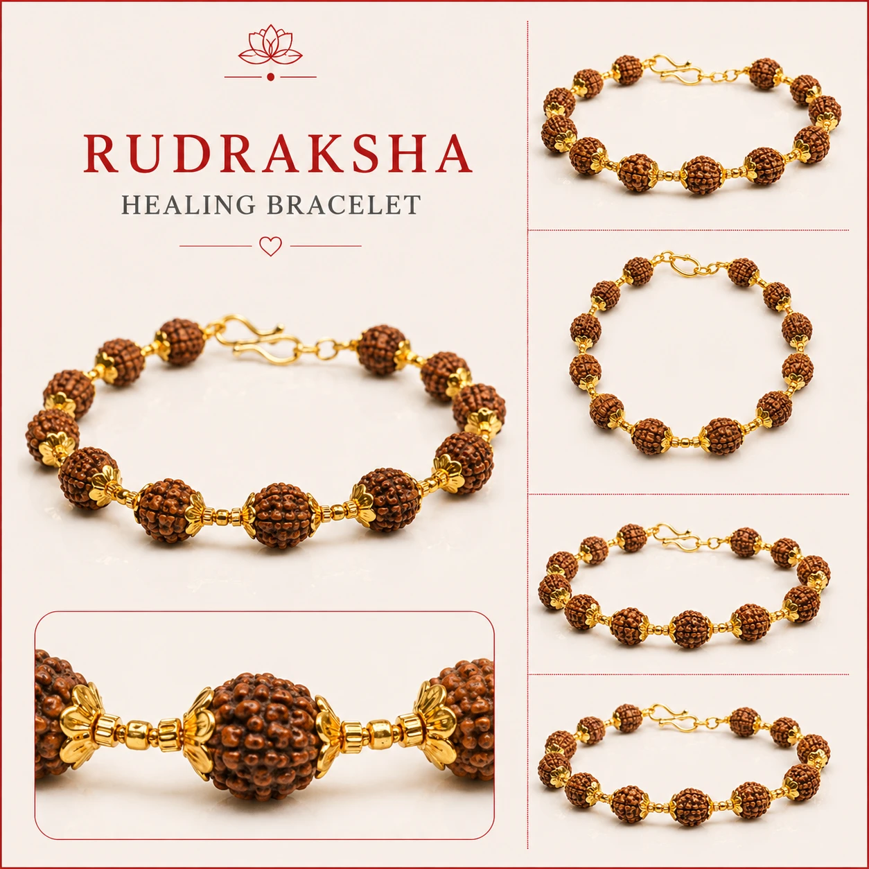 Gold Plated Rudraksha Bracelet
