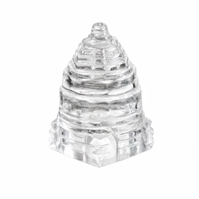 Natural Crystal Sphatik Shree Yantra | Meru Yantra for Pooja & Vastu