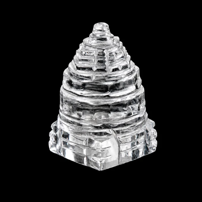 Natural Crystal Sphatik Shree Yantra | Meru Yantra for Pooja & Vastu