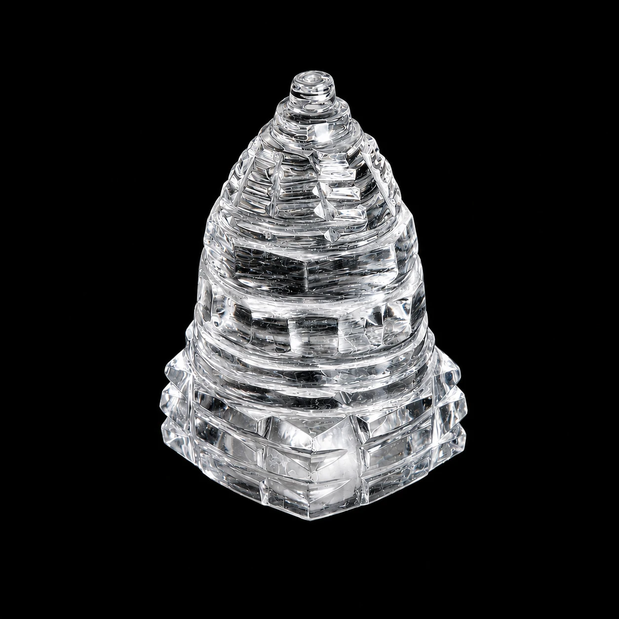 Crystal Sphatik Shree Yantra black background