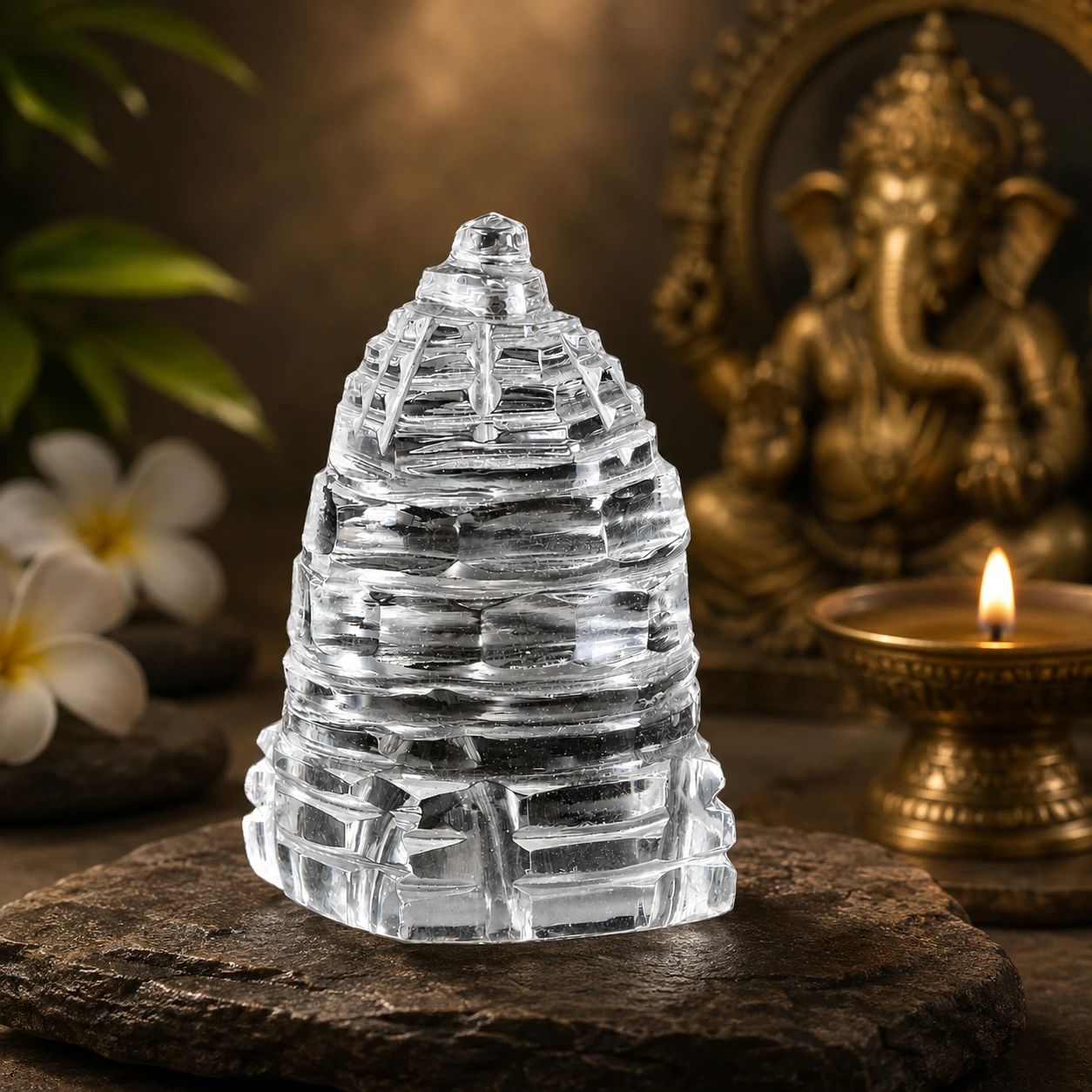 Crystal Sphatik Shree Yantra with background