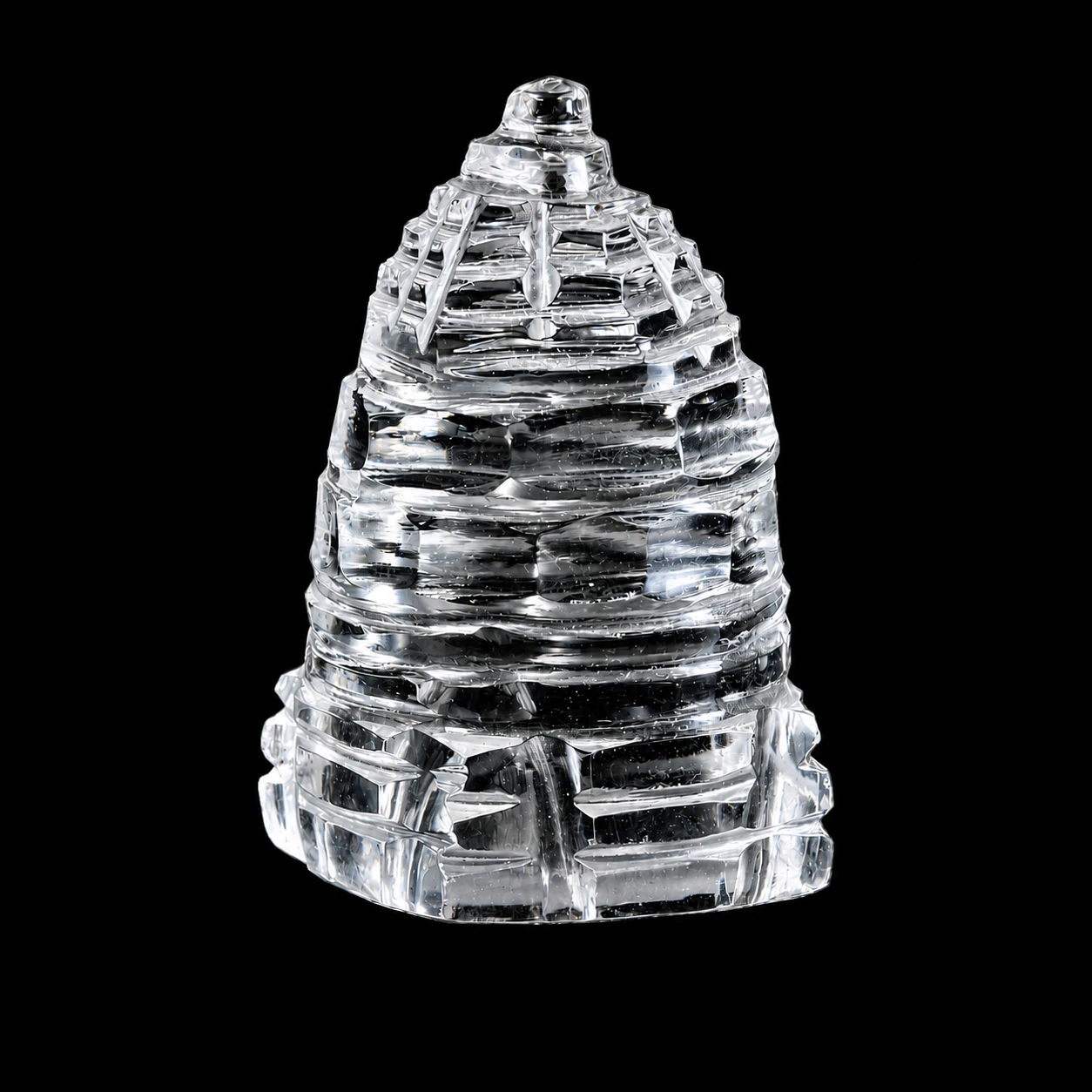 Crystal Sphatik Shree Yantra black background