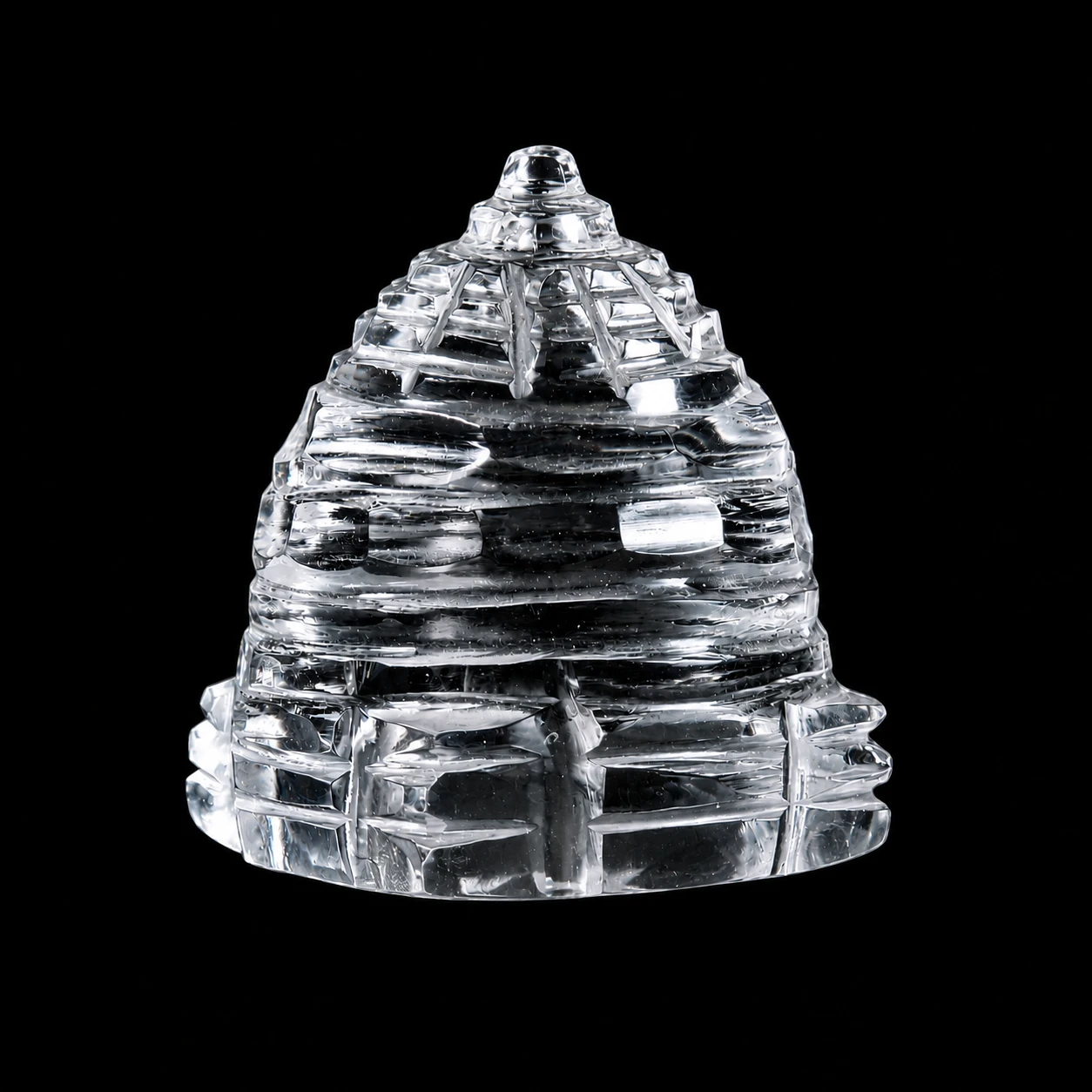 Crystal Sphatik Shree Yantra black background