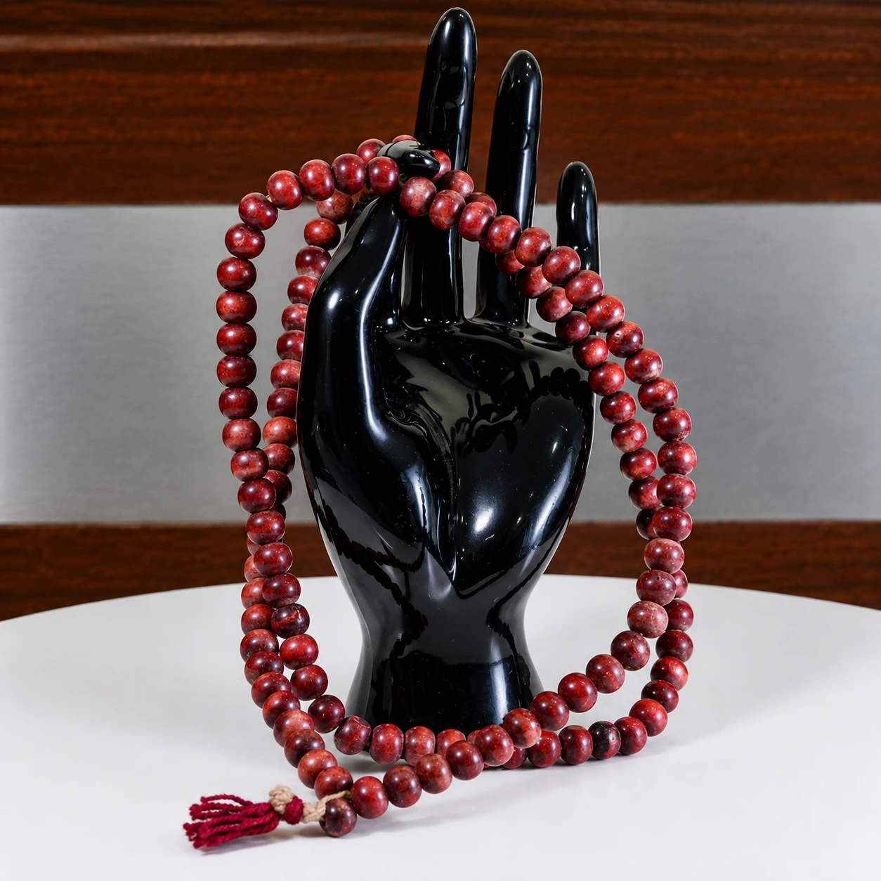 Lal Chandan Mala (108 Beads) hand