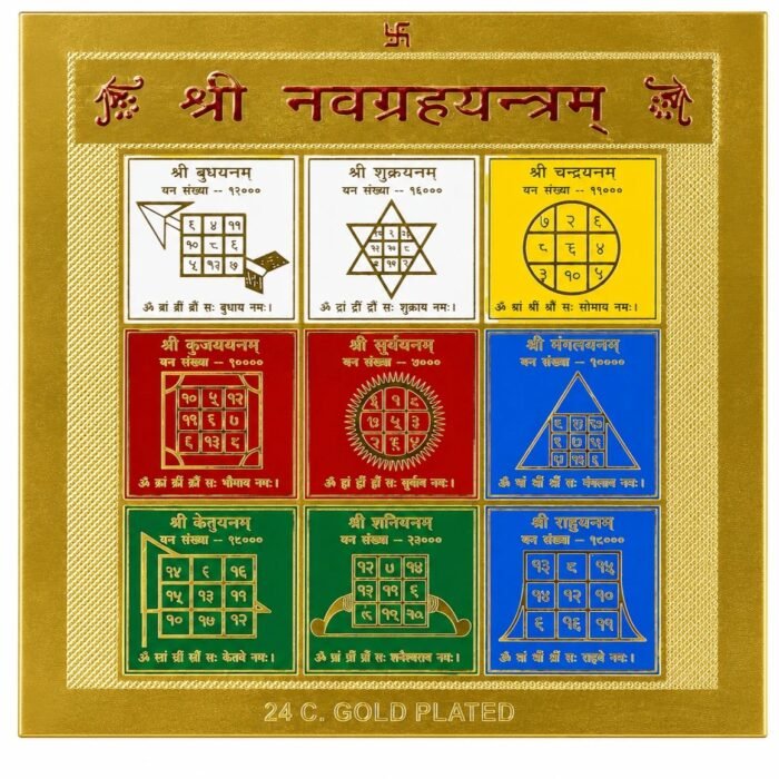 Navagraha Yantra – Gold Plated Brass Yantra
