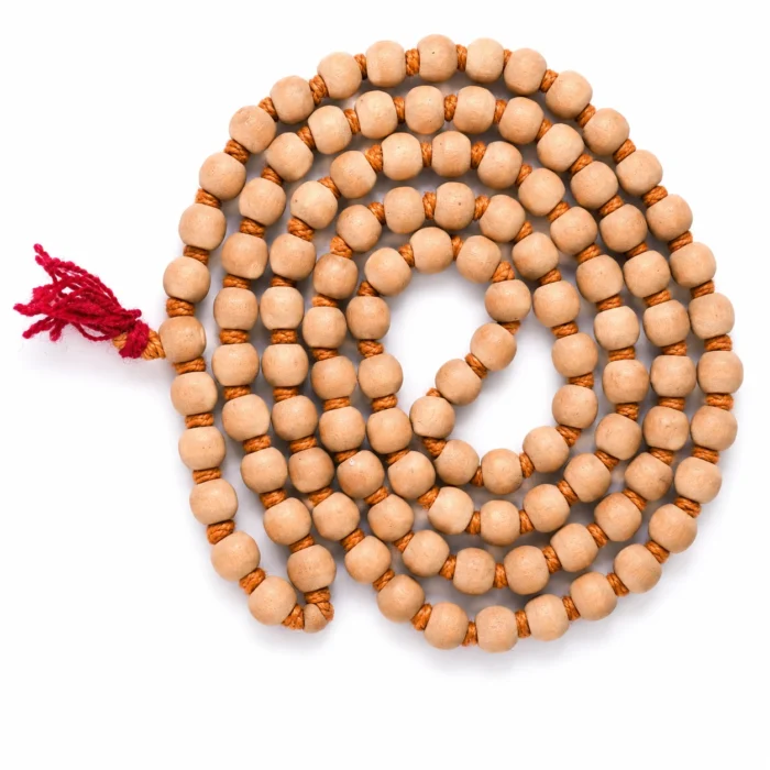 Natural Tulsi Mala – 108+1 Beads Handcrafted Tulsi Wood Mala