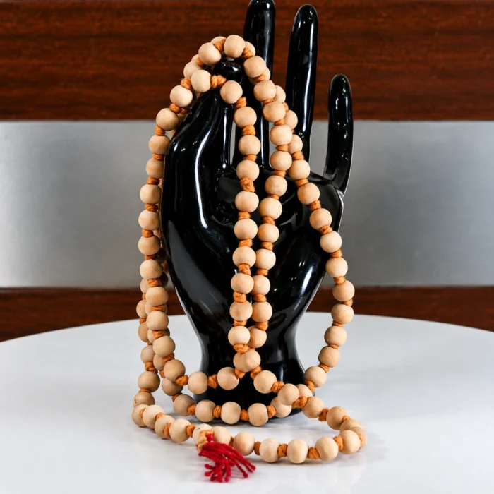 Natural Tulsi Mala – 108+1 Beads Handcrafted Tulsi Wood Mala