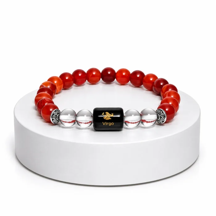 Virgo (कन्या राशि) Zodiac Bracelet | Carnelian & Milky Quartz Bracelet