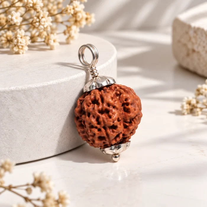 4 Mukhi Rudraksha Pendant | Natural Rudraksha with Metal Capping