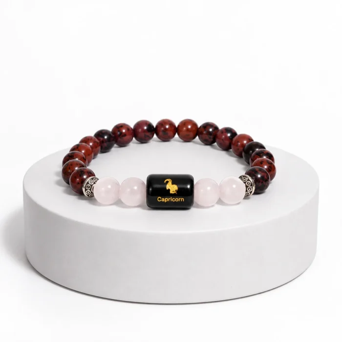 Capricorn (मकर राशि) Zodiac Bracelet | Garnet & Milky Quartz