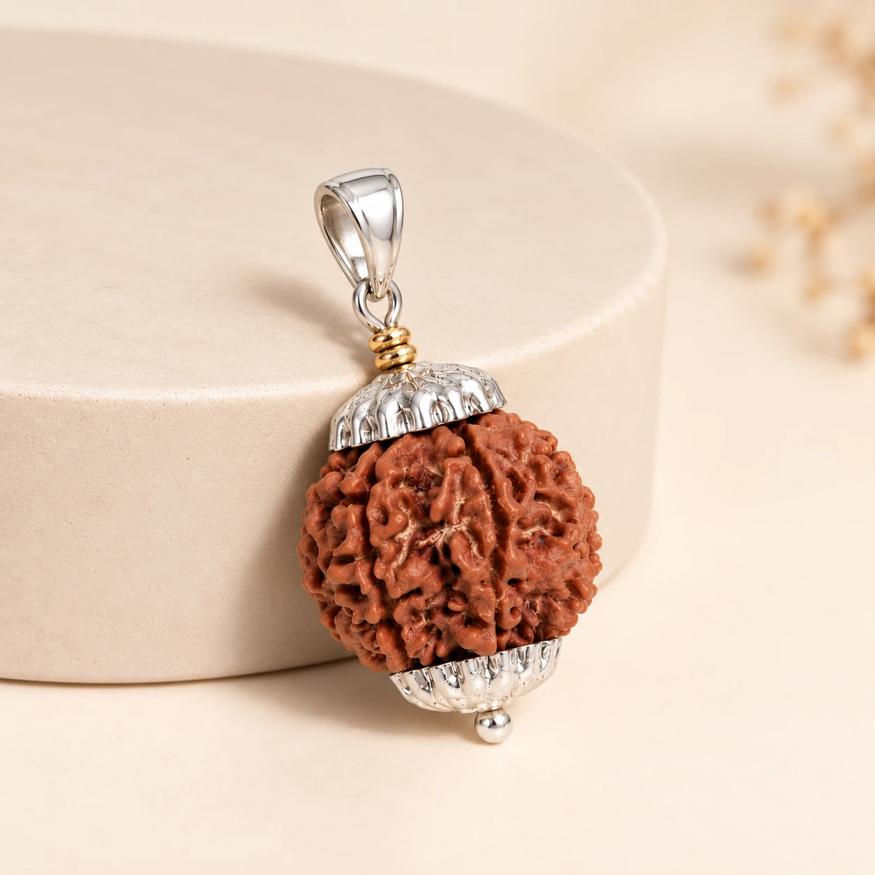 Natural 6 Mukhi Rudraksha Pendant podium