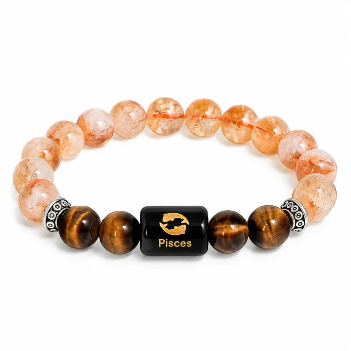Pisces (मीन राशि) Zodiac Citrine & Tiger Eye Bracelet