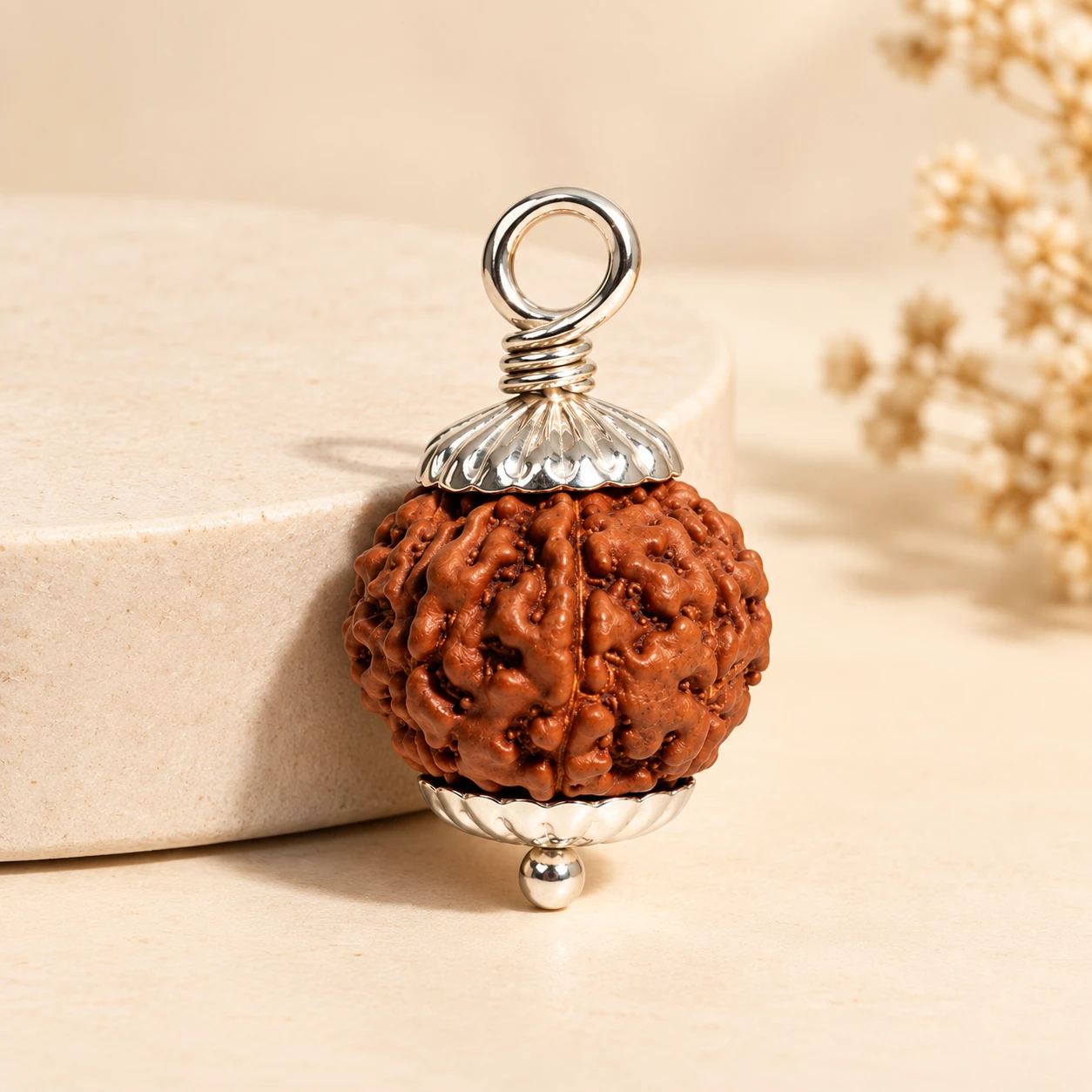 Natural 8 Mukhi Rudraksha Pendant With Podium