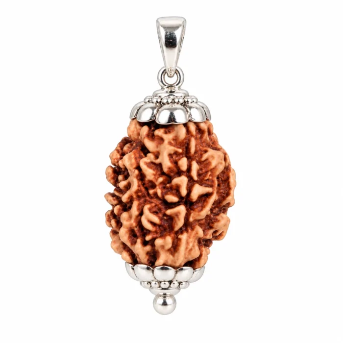 Natural 3 Mukhi Rudraksha with Metal Capping | Rudraksha Pendant