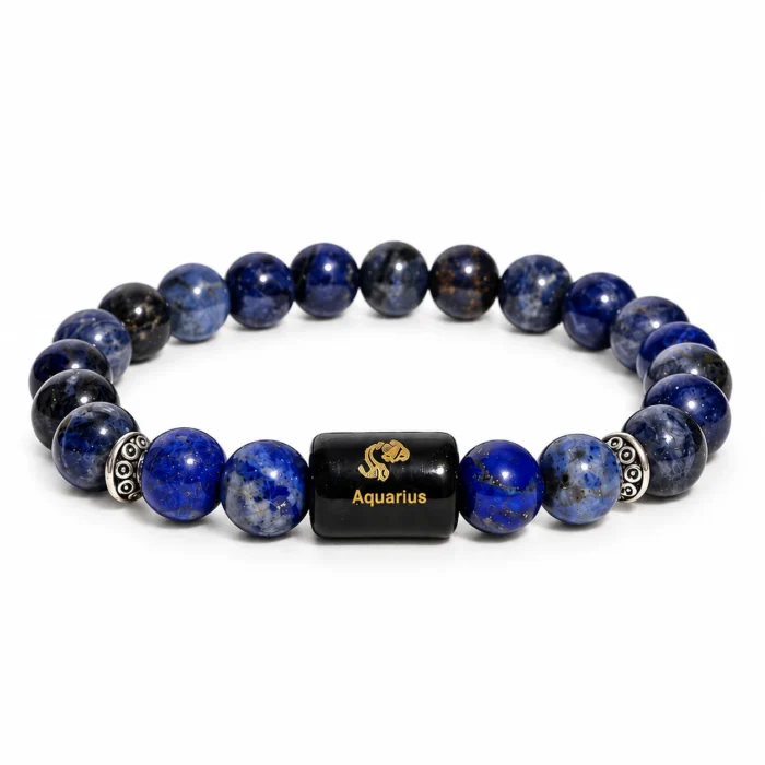 Aquarius (कुंभ राशि) Zodiac Bracelet – Lapis Lazuli