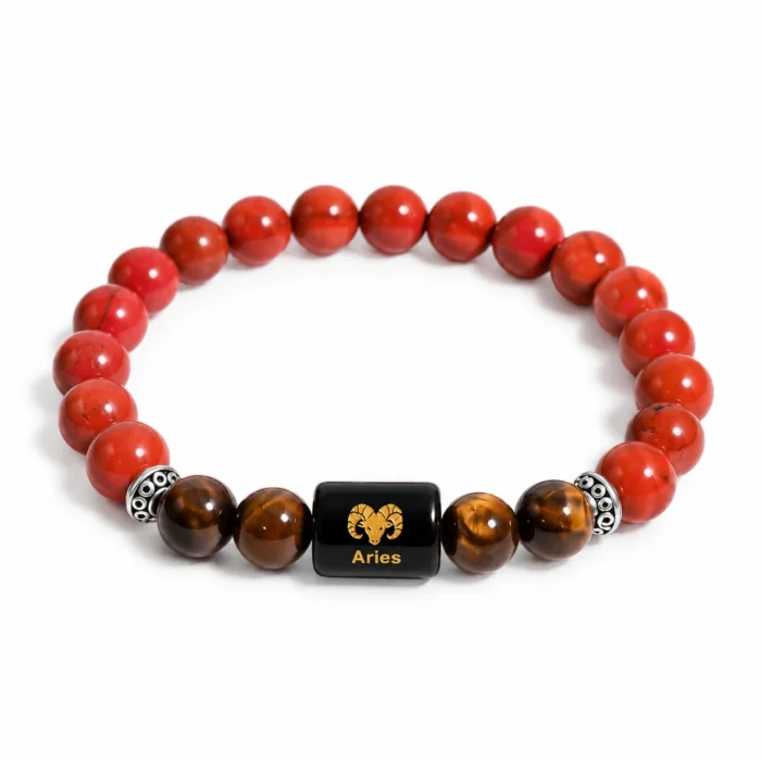 Aries (मेष राशि) Zodiac Bracelet | Red Jasper & Tiger Eye